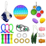 Pelekinco 23PCS Sensory Toy Set Push Pop Bubble Fidget Toys for Adult Kids Anti-stress Hand Toys Decompression Stress Reliever Toy