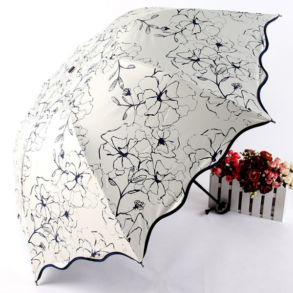 Puchina Chic Floral ANTI-UV Foldable Umbrellas Sun Compact Women Female Ladies Lady Windproof Rain Lovely Flower 8K Parasols Umbrella