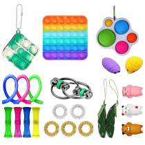 Pelekinco 23PCS Sensory Toy Set Push Pop Bubble Fidget Toys for Adult Kids Anti-stress Hand Toys Decompression Stress Reliever Toy
