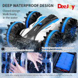Deejoy Tuptoel Rc Stunt Car Water Land 2 in 1 Car Boat Waterproof Remote Control RC Vehicles 2.4Ghz 4WD Double Sided Off Road Hobby RC Car 360° Spins & Flips RC Truck