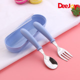Deejoy Baby Gadgets Tableware Set Children Utensil Stainless Steel Toddler Dinnerware Cutlery Cartoon Infant Food Feeding Spoon Fork