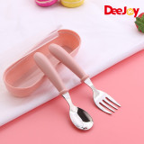 Deejoy Baby Gadgets Tableware Set Children Utensil Stainless Steel Toddler Dinnerware Cutlery Cartoon Infant Food Feeding Spoon Fork
