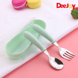 Deejoy Baby Gadgets Tableware Set Children Utensil Stainless Steel Toddler Dinnerware Cutlery Cartoon Infant Food Feeding Spoon Fork