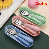 Deejoy Baby Gadgets Tableware Set Children Utensil Stainless Steel Toddler Dinnerware Cutlery Cartoon Infant Food Feeding Spoon Fork