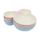 Cute diary Dishes 3Pcs/set Cartoon Baby Bowl Tableware Set Wheat Straw Children's Dishes Kids Dinner Feeding Plate Bowknot Food Plate Spoon Fork