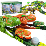 Cute diary Toy Car Track Dinosaur Toys, Dino Race Car Track with Flexible Track, Gift for Toddler Kids Boys Girls 3 4 5 6 7 8