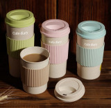 Cute diary Cup Wheat Straw Travel Coffee Mugs Cup With Lid Easy To Go Portable Mug for Outdoor Camping Hiking Picnic