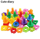Cute diary Toy Blocks 5 Set Screw Building Blocks Plastic Insert Blocks Nut Shape Toys for Children Educational Toys Montessori Scale Models