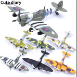 Cute diary Toy Model 22cm 4D Diy Toys Fighter Assemble Blocks Building Model Airplane Military Model Arms WW2 Germany BF109 UK Hurricane Fighter