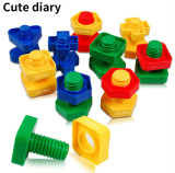 Cute diary Toy Blocks 5 Set Screw Building Blocks Plastic Insert Blocks Nut Shape Toys for Children Educational Toys Montessori Scale Models