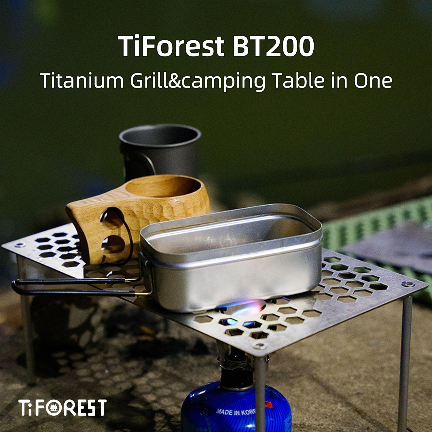BT200 Small Titanium Table & Titanium Baking Mesh in One Lightweight