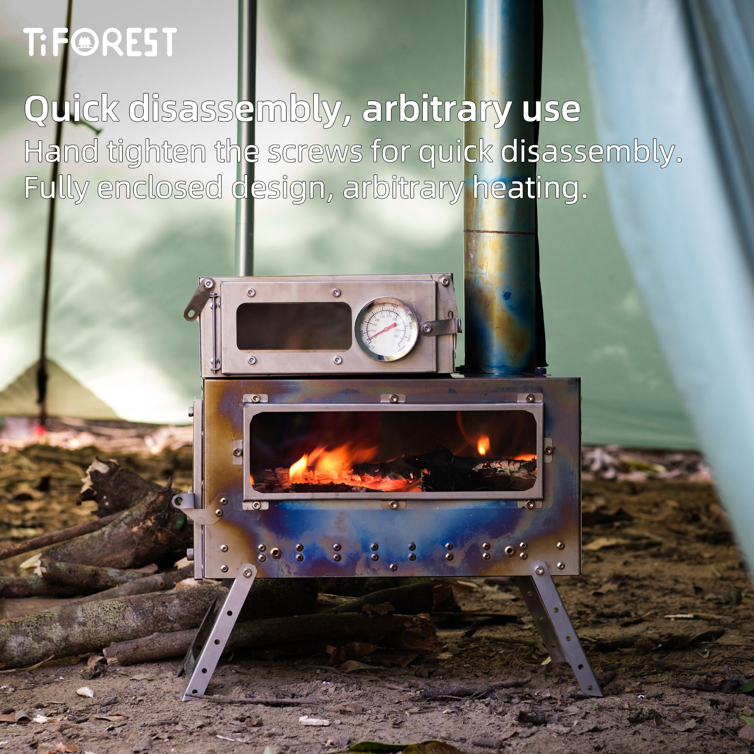 TO10 Titanium Wood Stove Oven Camping Oven for Hot Tent Stove