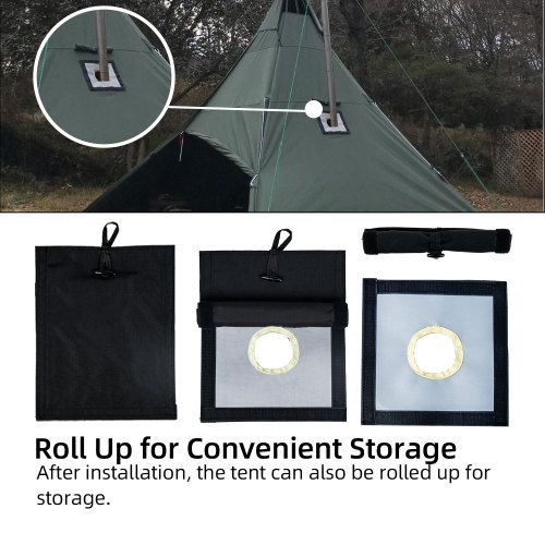 Stove Jack Kit with Rain Flap for Tent, High-Temperature Resistant Pore Size 2.7in&3.9in for Canvas Tent, Nonyl Tent