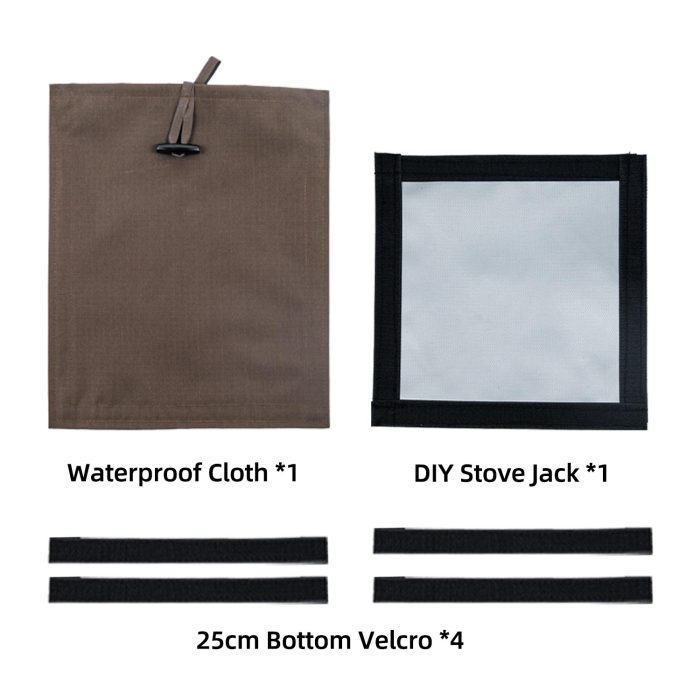 DIY Aperture Stove Jack Kit for Tent (25x25cm/9.84x9.84inch) for Add Stove Jack to the Tent - Brown
