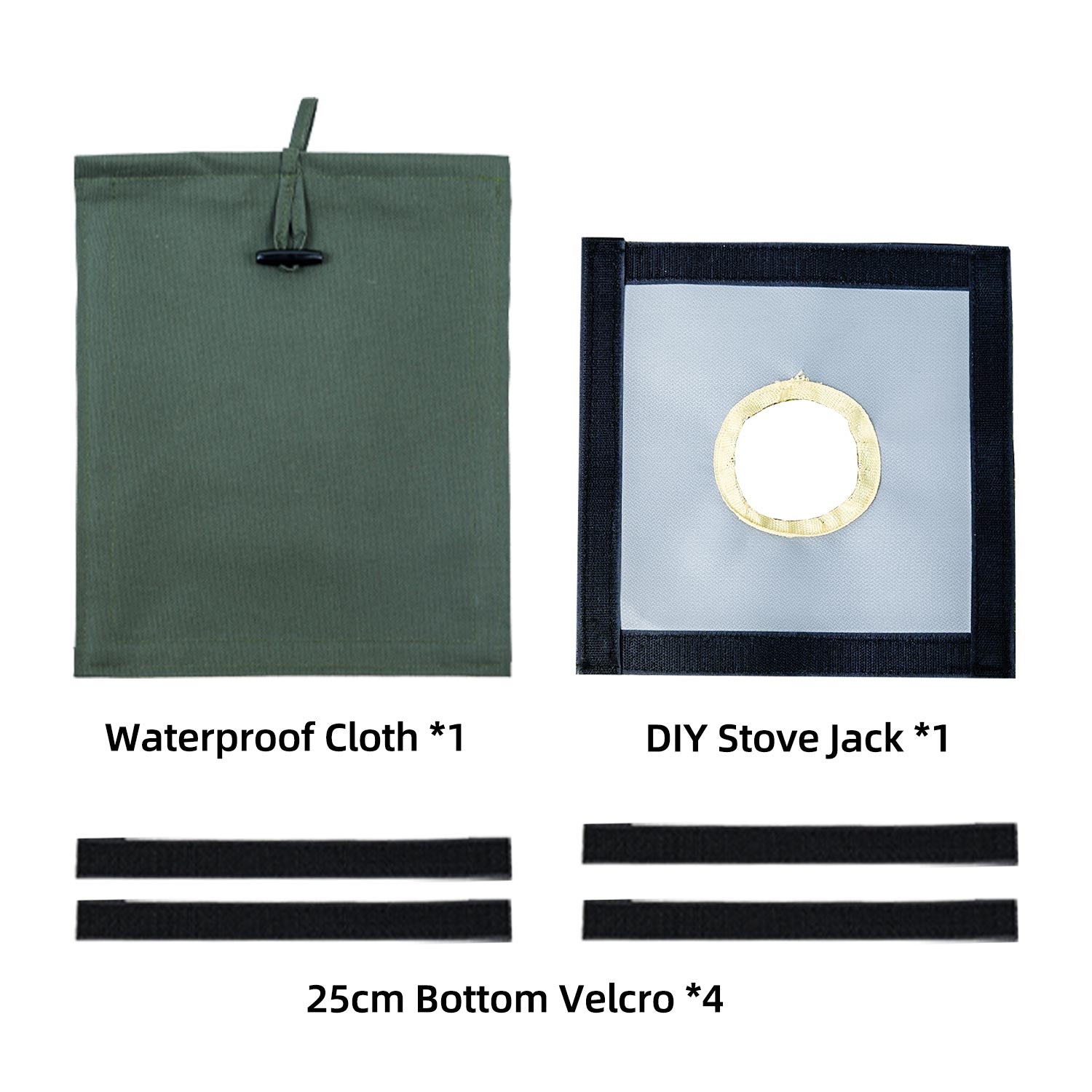 7cm/2.75inch Aperture Stove Jack Kit for Tent (25x25cm/9.84x9.84inch) for  Add Stove Jack to the Tent