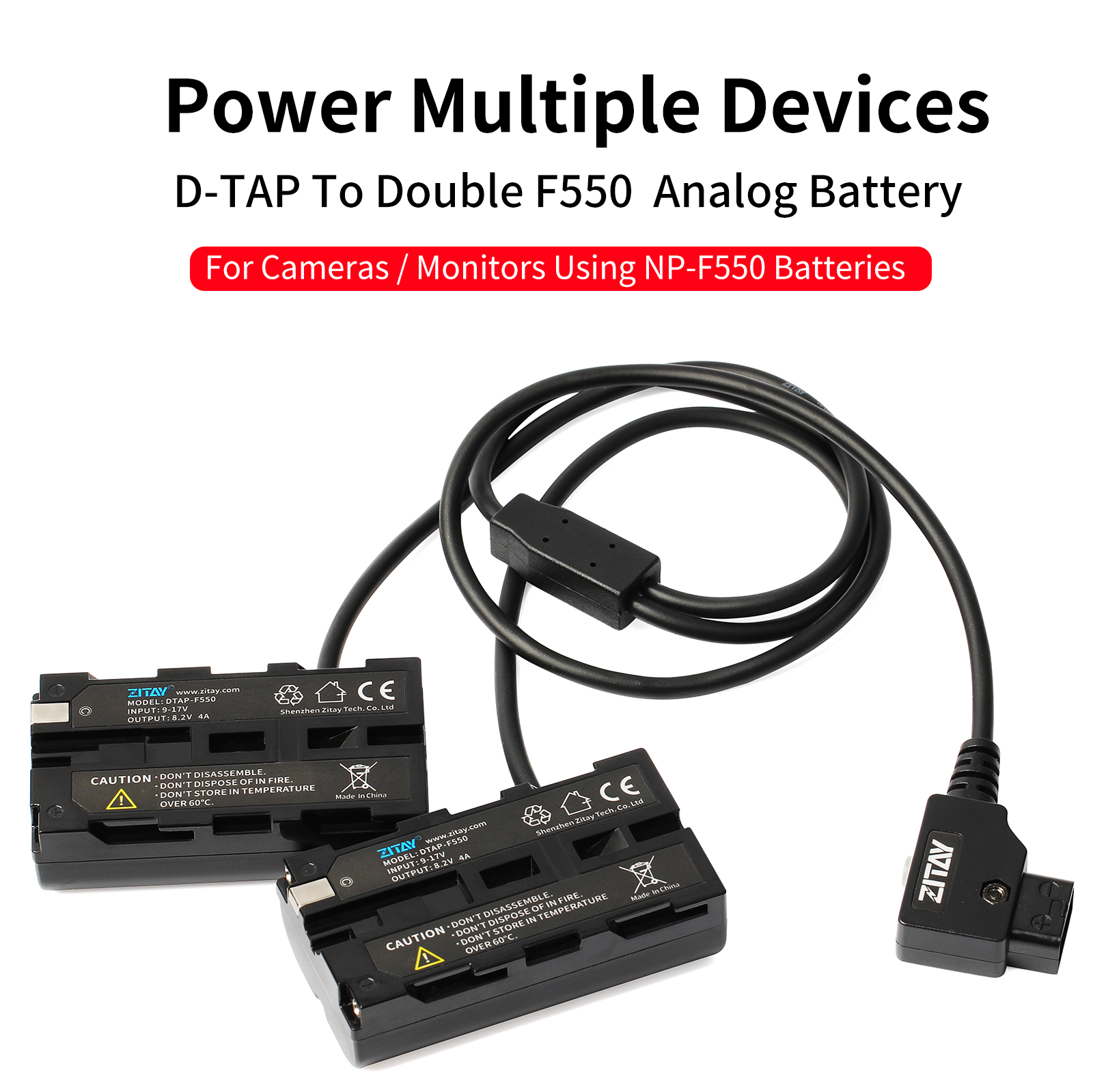 F550/F970/F750 ZITAY NP-F550 Batterie factice vers USB Type C câble dalimentation pour appareil photo 