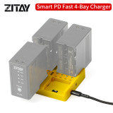 New Version ZITAY 4-Bay Smart PD Fast Charger for Sony NP-F550/F570/F750/F980 6KPRO