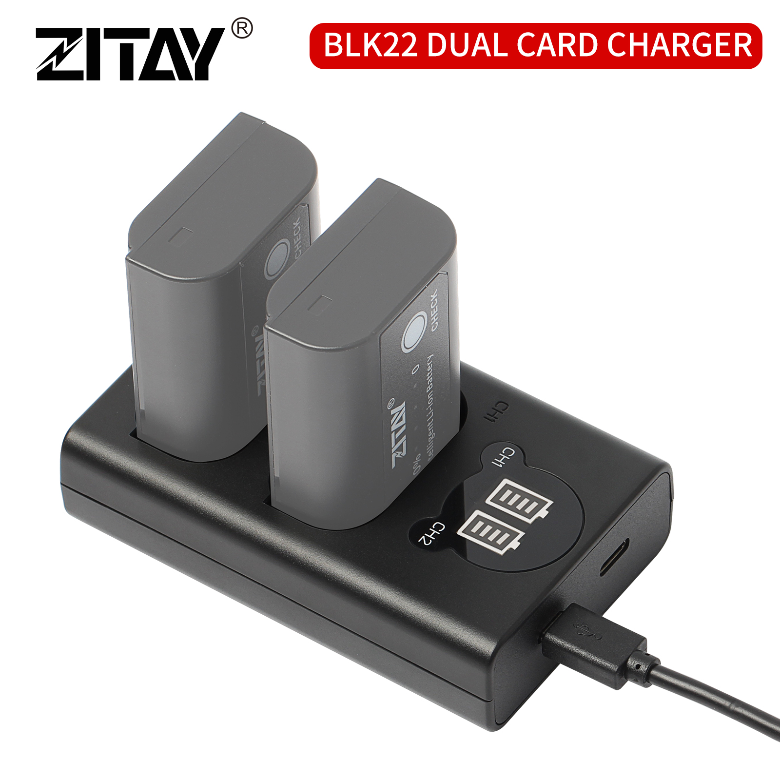 US 19.99 ZITAY Dual Charger PD Fast Charger DMWBLK22 Camera Battery