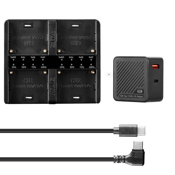 ZITAY 4-Bay Smart PD Fast Charger for Sony NP-F550/F570/F750/F970 6KPRO