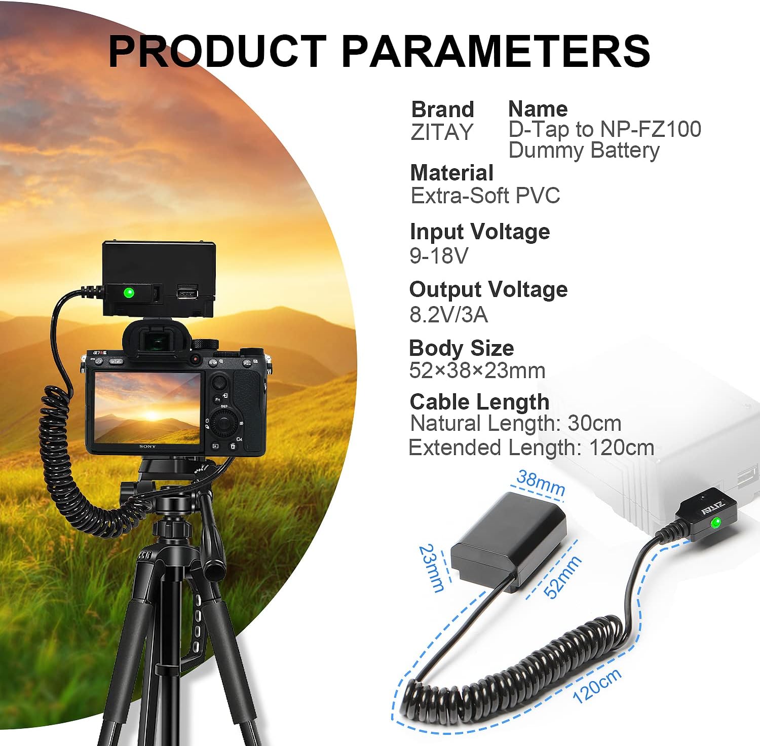 ZITAY D-tap to NP-FZ100 dummy battery