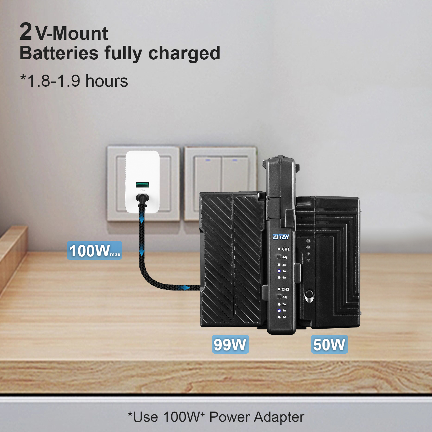 US$ 118.99 - ZITAY Dual Channel V Mount Lock Smart Battery US$ 118.99 - ZITAY Dual Channel V Mount Lock Smart Battery