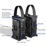 Dual Channel V-Mount Battery Adapter Converter Power Supply for Video LED Light with Quick Release Set