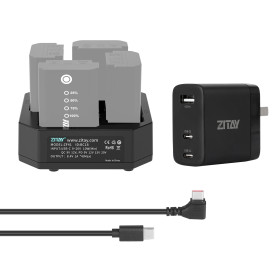 ZITAY 4-Channel Type C Fast Charging Station with PD 67W Quick Charger Adapter for Sony NP-FZ100 Batteries,Compatible with Sony A9 A7III A7RIII Cameras,with LCD Display（BC18BC13CT09）