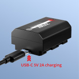 ZITAY NP-FZ100 2600mAh Battery with USB-C Quick Battery Level Check for Sony A7R V A7S III A7 IV ZV-E1, FX3, FX30, A1, A9,A9 II, A6600, A7C