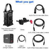 Dual Channel V-Mount Battery Adapter Converter Power Supply for Video LED Light with Quick Release Set