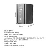 ZITAY NP-F750 Battery with USB C and USB A Ports Compatible with NP-F750, NP-F770, NP-F730 and Sony NP-F550, NP-F970, DCR-TRV820K, CCD-SC65, CCD-TRV815, DCR-TRV9, CCD-TRV82