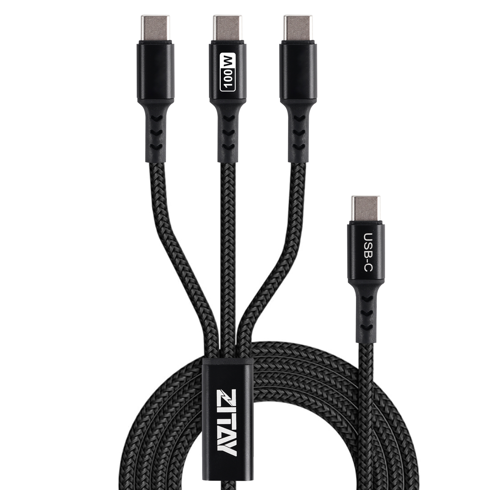 3-in-1 USB-C Charging Cable, 100W Power Delivery & Data Sync