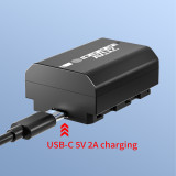 ZITAY NP-FZ100 2600mAh Battery with USB-C Quick Battery Level Check for Sony A7R V A7S III A7 IV ZV-E1, FX3, FX30, A1, A9,A9 II, A6600, A7C