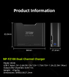 ZITAY NP-FZ100 Dual-Slot Charger with PD Fast Charging, Compatible with Sony A7M5 / A7R5 / A7S3 / A7C2 / A6600 / A7R4 / A7M4 Cameras, FX3, and ZV-E1 Batteries