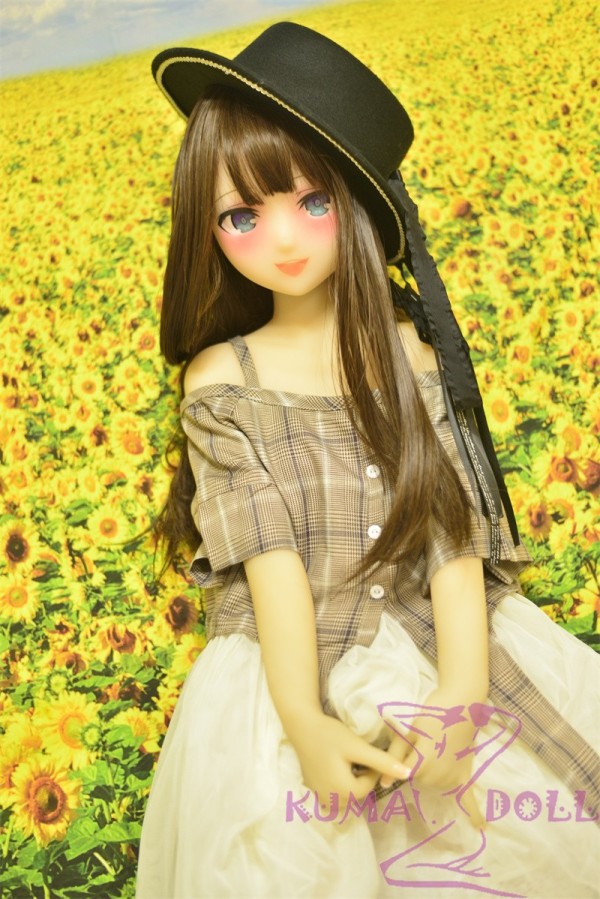 Real Girl Anime style TPE love doll 146cm/4ft8 B-cup #A2 head black wig