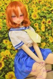 Real Girl Anime style TPE love doll 146cm/4ft8 B-cup #A2 head orange wig