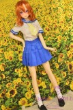 Real Girl Anime style TPE love doll 146cm/4ft8 B-cup #A2 head orange wig
