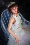 Sanhui Doll 145cm/4ft8 D-cup Silicone Sex Doll with Head #11-White dress