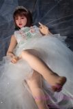 Sanhui Doll 145cm/4ft8 D-cup Silicone Sex Doll with Head #11-White dress