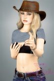 XNX Doll 160cm/5ft2 Small breast and nipple Silicone Sex Doll with R+S makeup Head X5 Gemma-Cowboy Clothing
