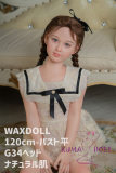 WAXDOLL Full silicone sex doll 120cm/3ft9 AA-cup #G34 head with realistic body makeup- Skin Color Natural