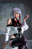 Game Lady Full silicone 156cm/5ft1 E-cup Anime No.5 Lucy from Cyberpunk 2077 head soft silicone version with realistic makeup