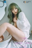 FANREAL 158 cm/5ft2 B-Cup F8 Qian Head Full Size Lifelike Silicone Sex Doll - Green Wig