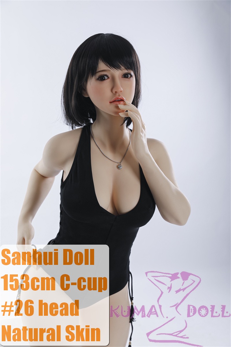 Sanhui Doll 153cm/4ft8 C-cup #26 AIO Seamless Neck Silicone Sex Doll with Head One piece swimwear
