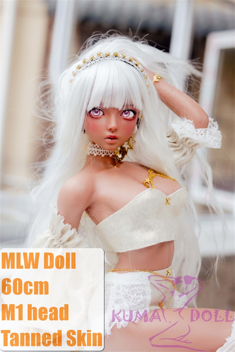 MLW M1 head  Mini Doll 60cm High-grade silicone material love doll normal breast  mini doll sexable Tanned skin