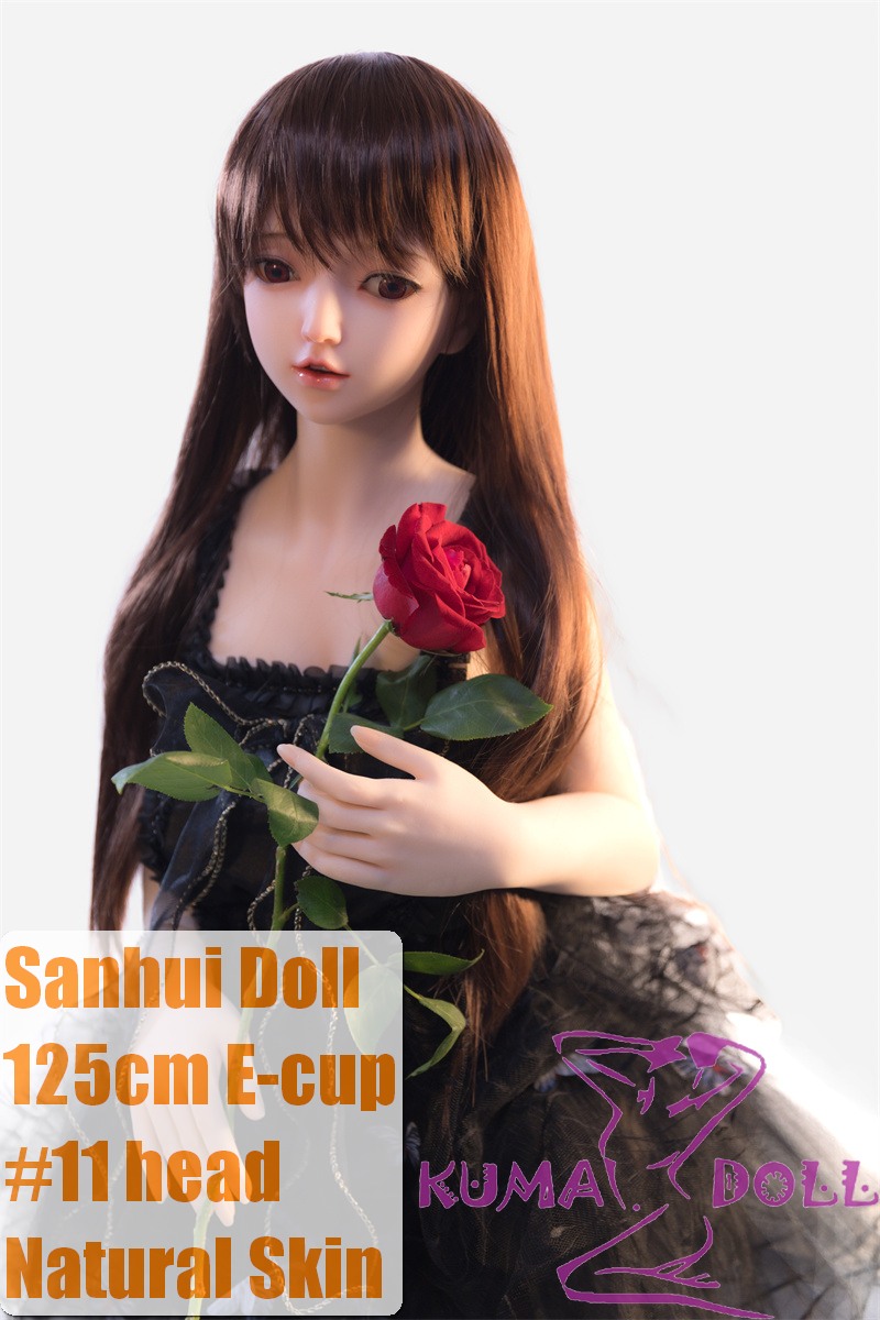 Full Silicone AIO Sanhui Doll 125cm E-cup #11 head with seamess black dress
