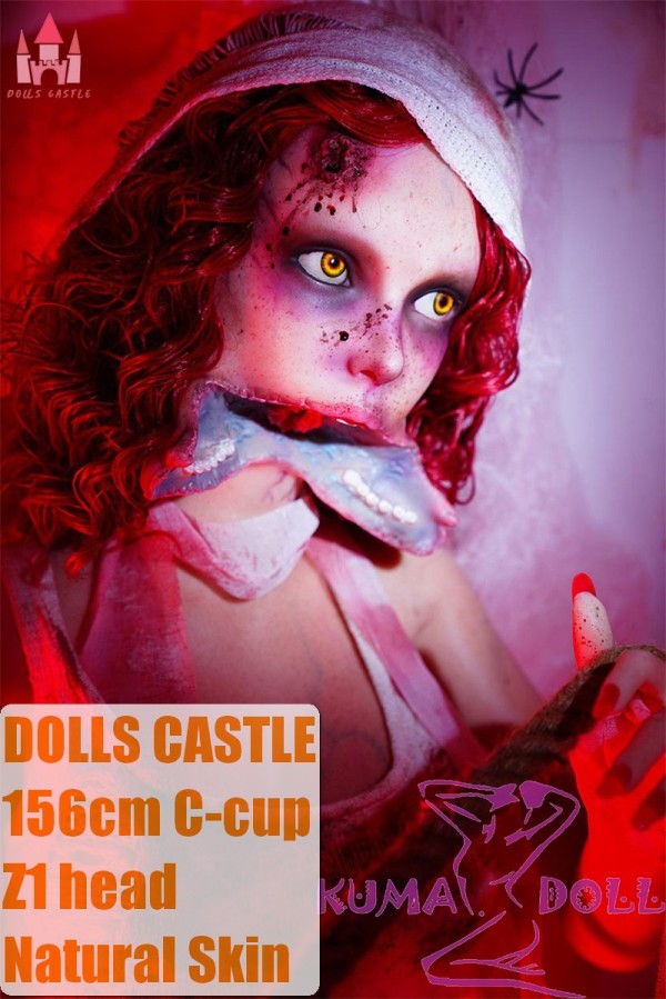 Dolls Castle 156cm C-cup Sex Doll with Z1 Zombie Head TPE Material White Costum