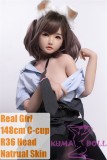 Real Girl Doll 148cm/4ft9 C-Cup TPE Sex Doll R36 head makeup Movable Jaw Version|kumadoll
