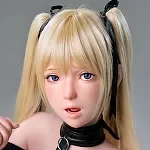 J-cute Doll TPE Material Love Doll 149cm/4ft9 A-cup with Silicone Head AGD01 with new body makeup Blue and White Striped Bikini