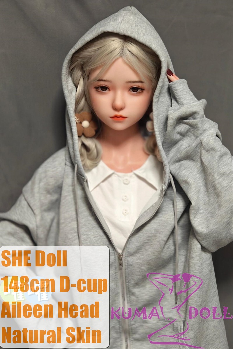 SHEDOLL Lolita type Aileen head 148cm/4ft9 D-cup love doll body material customizable Grey Hoodie