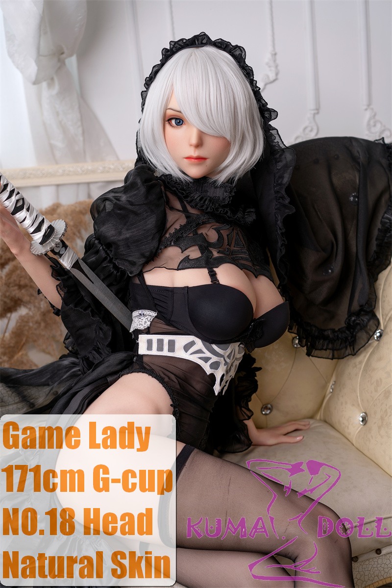 Game Lady Full silicone 171cm/5ft6 G-cup No.18 2B from Nier Automata  head with realistic makeup, eyebrows and eyelashes implanted